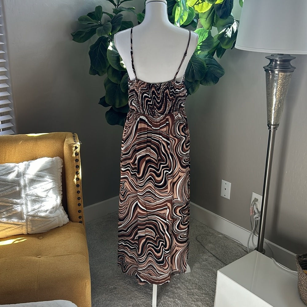 J for Justify Black and Brown Patterned Sun Dress - Picture 2 of 4